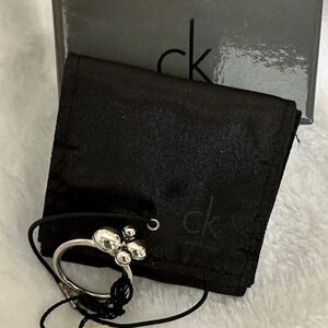 Calvin Klein Silver Ring with Black Pouch and Box size 7 spinning ring